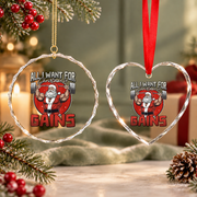 All I Want Christmas Gains Santa Weightlifting Glass Ornament - Material: Heart Glass Ornament