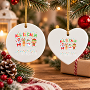All Is Calm Just Kidding Teacher Christmas Glass Ornament - Material: Heart Ceramic Ornament