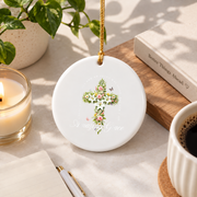 Amazing Grace Christian Faith Glass Ornament - Material: Circle Ceramic Ornament