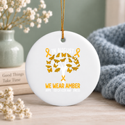 Amber Ribbon Appendix Cancer Awareness Ornament Glass Ornament - Material: Circle Ceramic Ornament