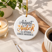 Amber Ribbon Appendix Cancer Awareness Ornament Glass Ornament - Material: Circle Ceramic Ornament