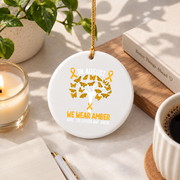 Amber Ribbon Appendix Cancer Awareness Ornament Glass Ornament - Material: Circle Ceramic Ornament