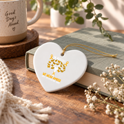 Amber Ribbon Appendix Cancer Awareness Ornament Glass Ornament - Material: Heart Ceramic Ornament