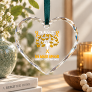 Amber Ribbon Appendix Cancer Awareness Ornament Glass Ornament - Material: Heart Glass Ornament