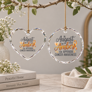 Amber Ribbon Appendix Cancer Awareness Ornament Glass Ornament - Material: Heart Glass Ornament