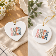 Amen Checkered Christian Faith Glass Ornament - Material: Heart Ceramic Ornament