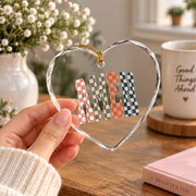 Amen Checkered Christian Faith Glass Ornament - Material: Heart Glass Ornament