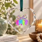 Amen Coquette Bow Jesus Faith Glass Ornament - Material: Heart Glass Ornament