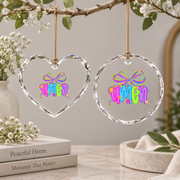 Amen Coquette Bow Jesus Faith Glass Ornament - Material: Heart Glass Ornament
