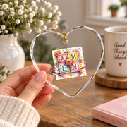Amen Floral Christian Botanical Glass Ornament - Material: Heart Glass Ornament
