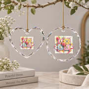 Amen Floral Christian Botanical Glass Ornament - Material: Heart Glass Ornament