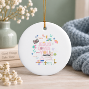 Amen Jesus Loves You Bible Glass Ornament - Material: Circle Ceramic Ornament