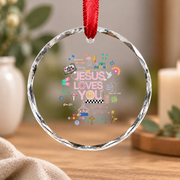 Amen Jesus Loves You Bible Glass Ornament - Material: Circle Glass Ornament