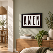 Amen Minimalist Landscape Print, Christian Quote Wall Art, Bible Verse Wall Art, Scripture Decor, Gift For Christian Men Wall Art, Modern Wall Decor, 24x36 UNFRAMED - Format: Black Framed Poster