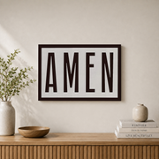 Amen Minimalist Landscape Print, Christian Quote Wall Art, Bible Verse Wall Art, Scripture Decor, Gift For Christian Men Wall Art, Modern Wall Decor, 24x36 UNFRAMED - Format: Stretched Canvas