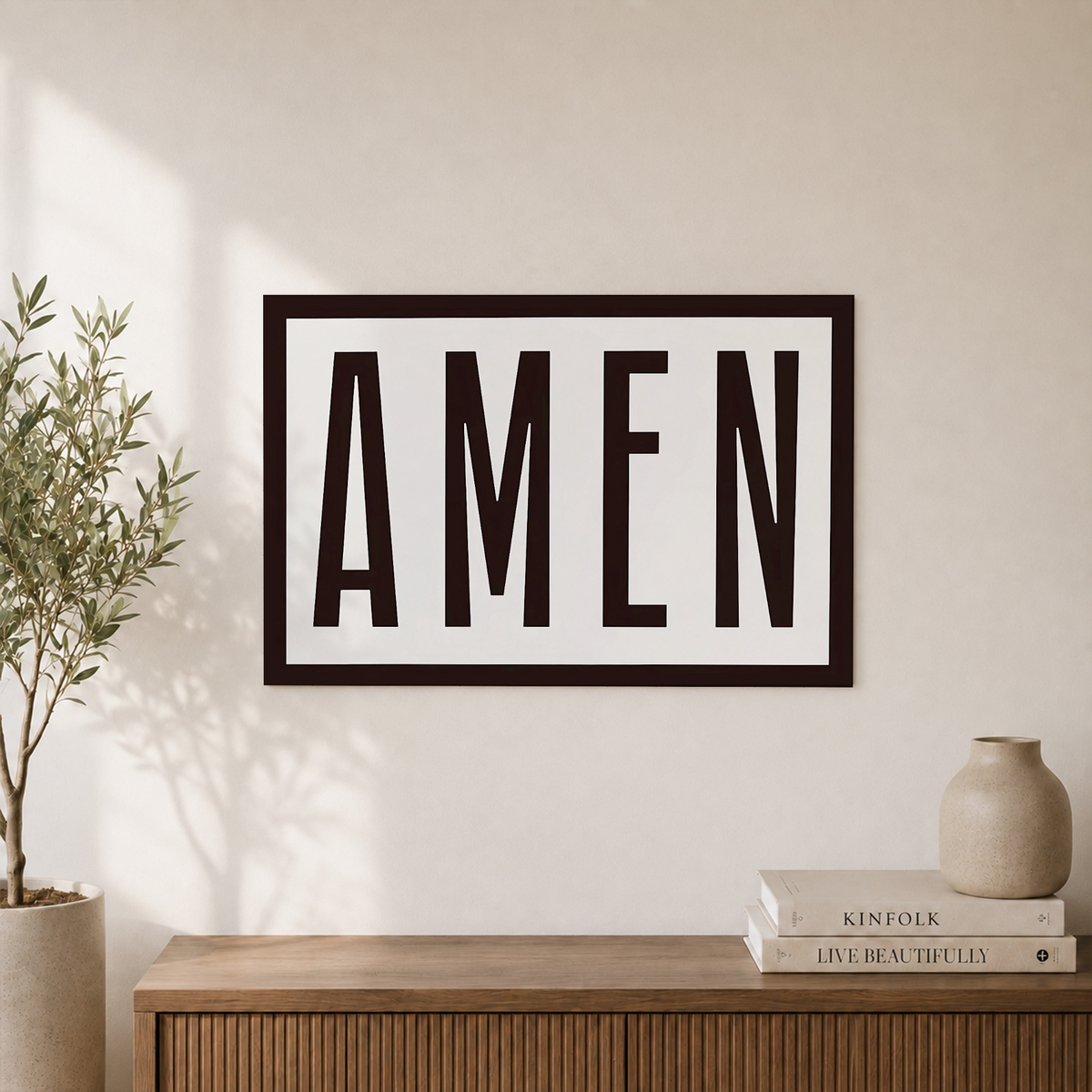 Amen Minimalist Landscape Print, Christian Quote Wall Art, Bible Verse Wall Art, Scripture Decor, Gift For Christian Men Wall Art, Modern Wall Decor, 24x36 UNFRAMED - Format: Unframed Paper Poster