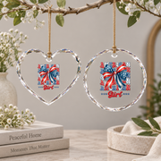 American Girl Coquette Bow Holiday Gift Decoration Glass Ornament - Material: Heart Glass Ornament