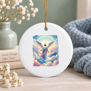 Angel Christian Faith Religious Glass Ornament - Material: Circle Ceramic Ornament