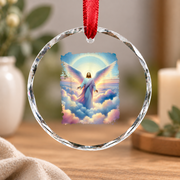 Angel Christian Faith Religious Glass Ornament - Material: Circle Glass Ornament