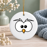 Angry Sneaky Bird Funny Gift Glass Ornament - Material: Circle Ceramic Ornament