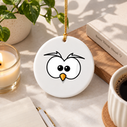 Angry Sneaky Bird Funny Gift Glass Ornament - Material: Circle Ceramic Ornament