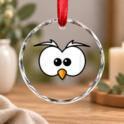 Angry Sneaky Bird Funny Gift Glass Ornament - Material: Circle Glass Ornament