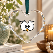 Angry Sneaky Bird Funny Gift Glass Ornament - Material: Heart Glass Ornament
