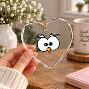 Angry Sneaky Bird Funny Gift Glass Ornament - Material: Heart Glass Ornament