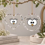 Angry Sneaky Bird Funny Gift Glass Ornament - Material: Heart Glass Ornament