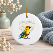 Angry Sun Conure Parrot Lover Bird Glass Ornament - Material: Circle Ceramic Ornament