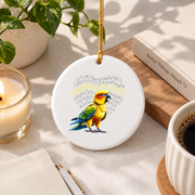 Angry Sun Conure Parrot Lover Bird Glass Ornament - Material: Circle Ceramic Ornament