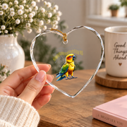 Angry Sun Conure Parrot Lover Bird Glass Ornament - Material: Heart Glass Ornament
