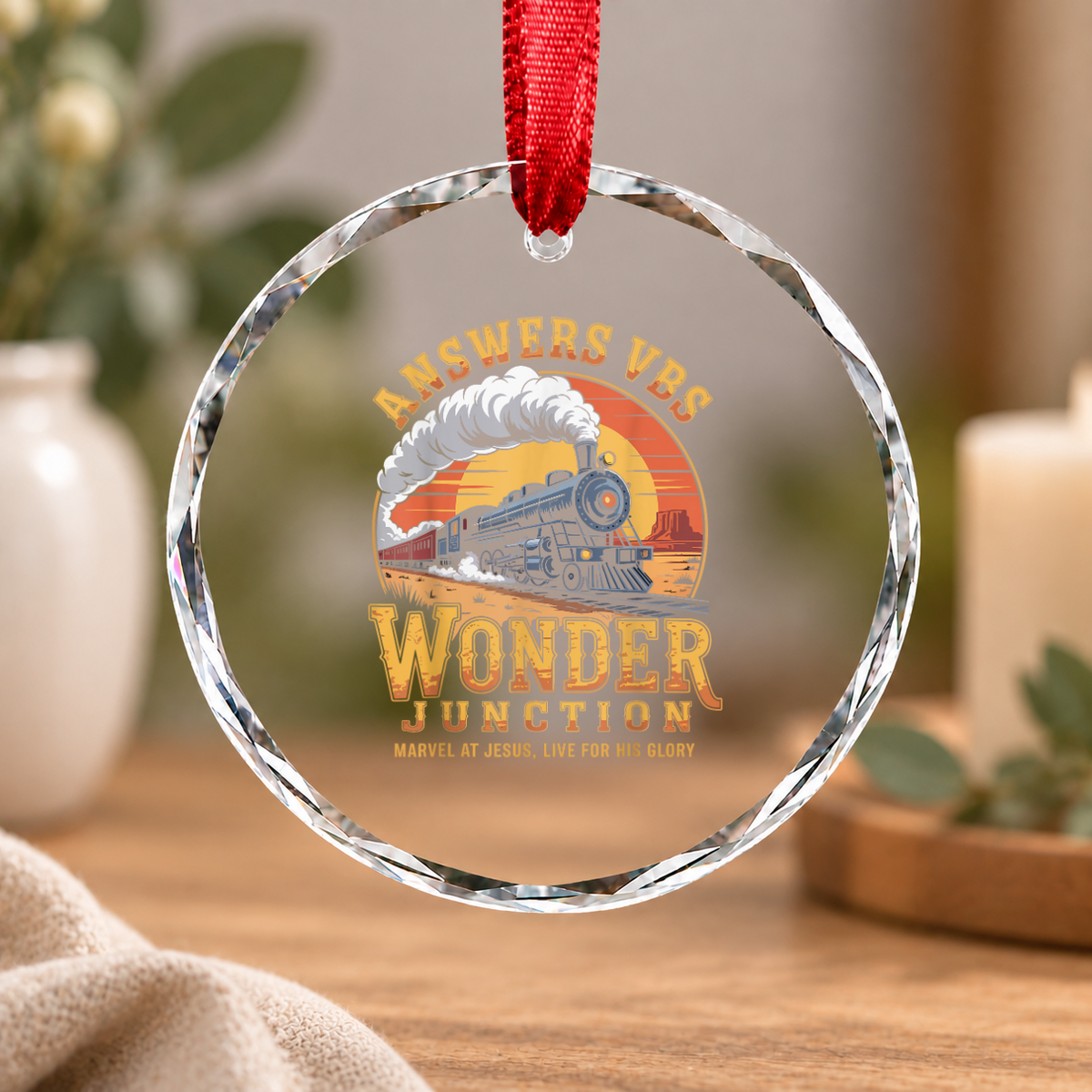 Answers VBS Christian Train Faith Glass Ornament - Material: Circle Glass Ornament