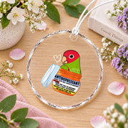 Antidepressant Red Masked Conure Parrot Glass Ornament - Material: Circle Glass Ornament