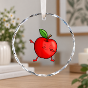 Apple Picking Fruit Theme Baby Keepsake Ceramic Ornament - Material: Circle Glass Ornament