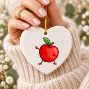 Apple Picking Fruit Theme Baby Keepsake Ceramic Ornament - Material: Heart Ceramic Ornament