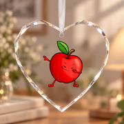 Apple Picking Fruit Theme Baby Keepsake Ceramic Ornament - Material: Heart Glass Ornament