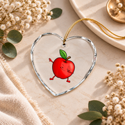 Apple Picking Fruit Theme Baby Keepsake Ceramic Ornament - Material: Heart Glass Ornament