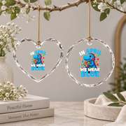 April Autism Dinosaur Awareness Ornament Glass Ornament - Material: Heart Glass Ornament