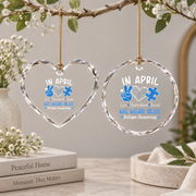 April Blue Autism Awareness Ornament Glass Ornament - Material: Heart Glass Ornament