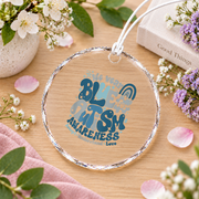 April Blue Autism Support Family Ornament Glass Ornament - Material: Circle Glass Ornament