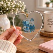 April Blue Autism Support Family Ornament Glass Ornament - Material: Heart Glass Ornament