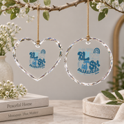 April Blue Autism Support Family Ornament Glass Ornament - Material: Heart Glass Ornament