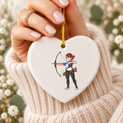 Archery Lover Sports Gift Ceramic Ornament - Material: Heart Ceramic Ornament