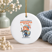 Armor Of God Christian Warrior Glass Ornament - Material: Circle Ceramic Ornament