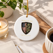 Armor Of God Cross Religious Glass Ornament - Material: Circle Ceramic Ornament