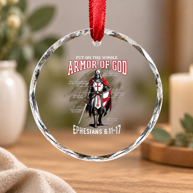 Armor Of God Ephesians 6 Glass Ornament - Material: Circle Glass Ornament