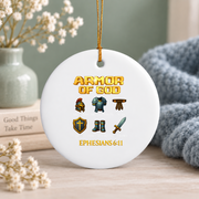 Armor Of God Kids Faith Glass Ornament - Material: Circle Ceramic Ornament