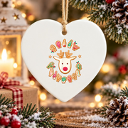 ASL Christmas Reindeer Gingerbread Glass Ornament - Material: Heart Ceramic Ornament