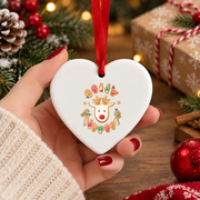 ASL Christmas Reindeer Gingerbread Glass Ornament - Material: Heart Ceramic Ornament